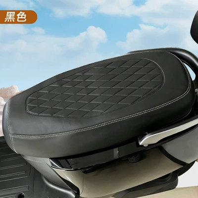 Electric Vehicle Seat Cover, Motorcycle Seat Cover, Waterproof and Sun-Proof, Aima Yadi Seat Cover, Thick Leather with Embossed Double-Stitching (Electric car cushion) - jet-black-small