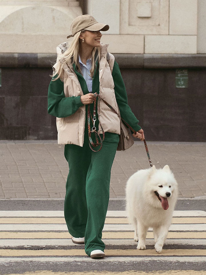 Bộ đồ thể thao nữ hai mảnh áo hoodie khóa kéo ngắn tay dài và quần dài — Màu xanh hải quân, màu xanh đậm, nâu sẫm chi tiết 18