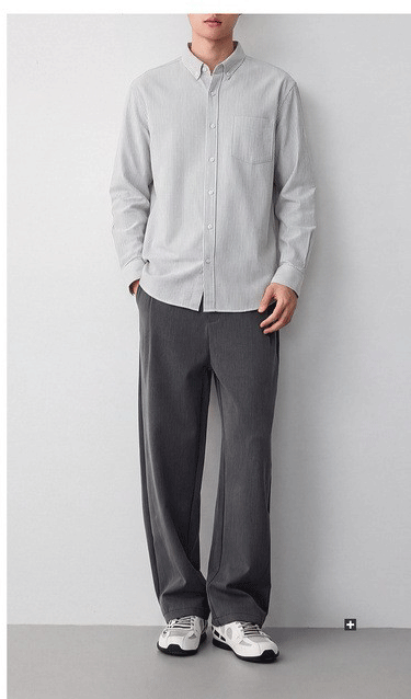 Áo sơ mi nam Oxford sọc xanh dài tay cotton — sọc xanh chi tiết 13