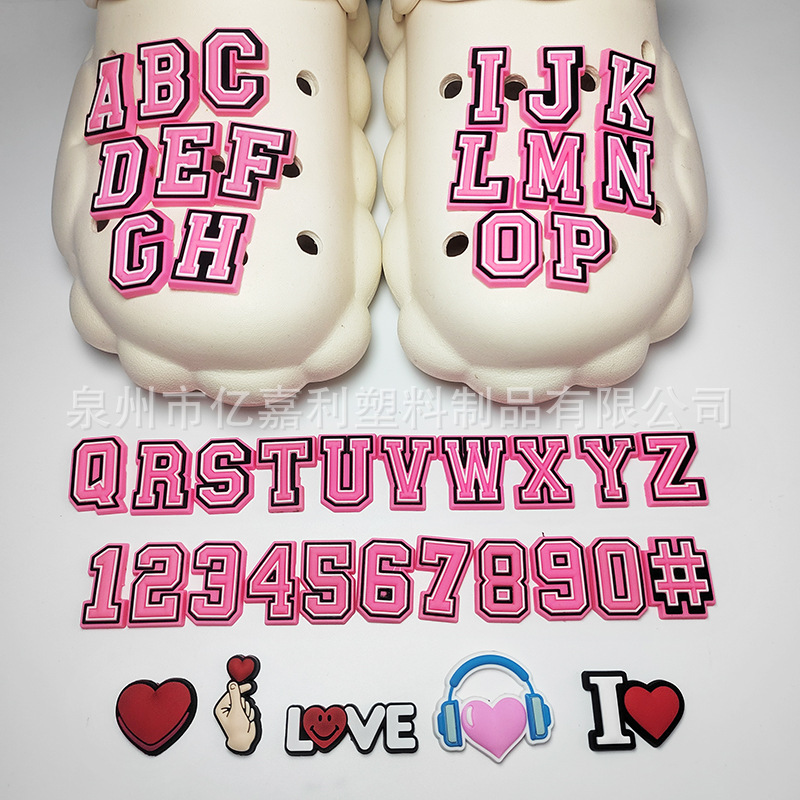 Rosa carta serie agujero zapatos Accesorios agujero zapatos DIY zapatos desmontables flor zapato hebilla al por mayor