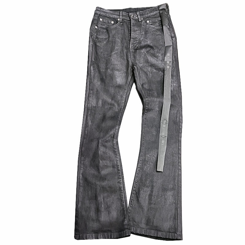 Cross-Border Waxed Pants, Long Pants, Pure Handmade Wax Coating, Waxed Flared High-Stretch Jeans, Dark Style
