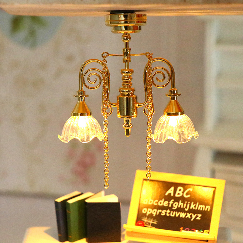 Dollhouse Simulation Mini Light-Up Chandelier Ceiling-Mounted Decorative Lamp Bedroom Miniature Scene Model Dollhouse Simulation Mini Light-Up Chandelier Ceiling-Mounted Decorative Lamp Bedroom Miniature Scene Model
