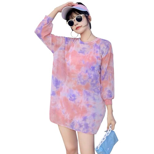 Women's swimsuit sports split three-piece conservative belly-covering slimming student small breasts gathered Korean style ins loose swimsuit