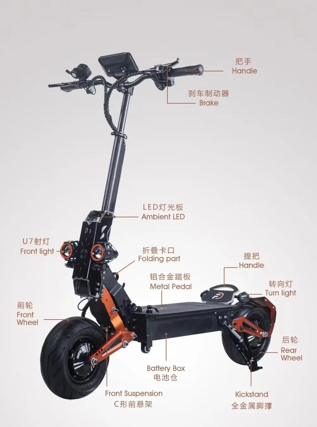 Guan Hejia Victory 11-inch Adult Electric Dual-Drive Off-Road Foldable Scooter D5 Standard Two-Wheel Others