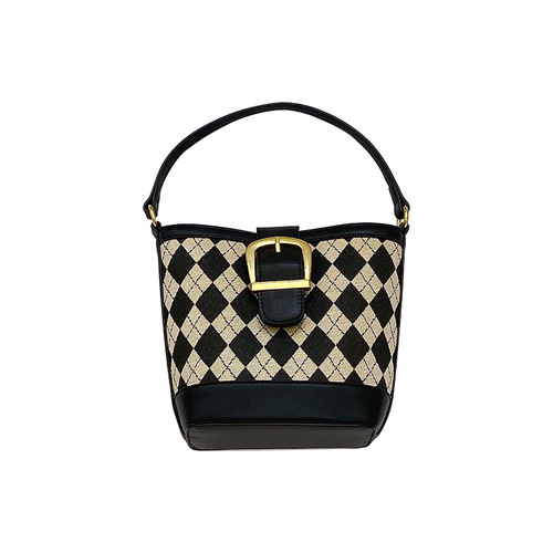 Cross-border bags niche design new women's bag high-end retro handbag diamond shoulder crossbody bucket bag