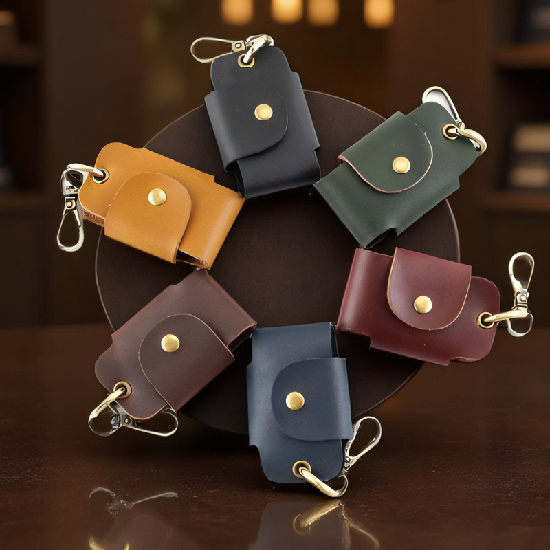 Spot Pu Leather Car Key Bag, Creative Portable Waist-Mounted Keychain, Gift Car Key Cosmetics Bag