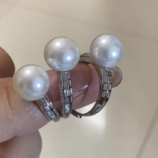 S925 Silver Edison Pearl Ring 11-12mm Round Extreme Light Classic Joker Natural Pearl Jewelry