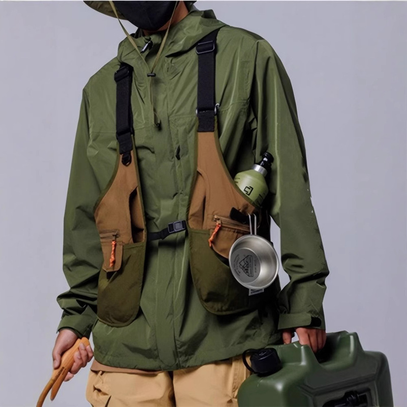 High Street Pocket Vest Men's and Women's American Style Outdoor Camping Waistcoat Functional Style Retro Contrast Color Adjustable Vest High Street Pocket Vest Men's and Women's American Style Outdoor Camping Waistcoat Functional Style Retro Contrast Color Adjustable Vest