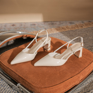 6701 Classic Fashion Pointed Back Empty Sandals 2024 Summer New Women's Cyber Celebrum All-match Thick Heel Women's Shoes