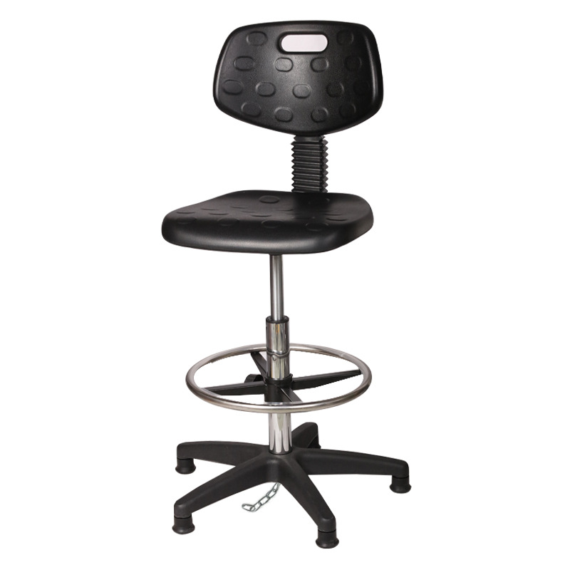 Silla Giratoria Antiestática de Espuma de PU Metal Con Respaldo para Laboratorio y Taller Sin Polvo