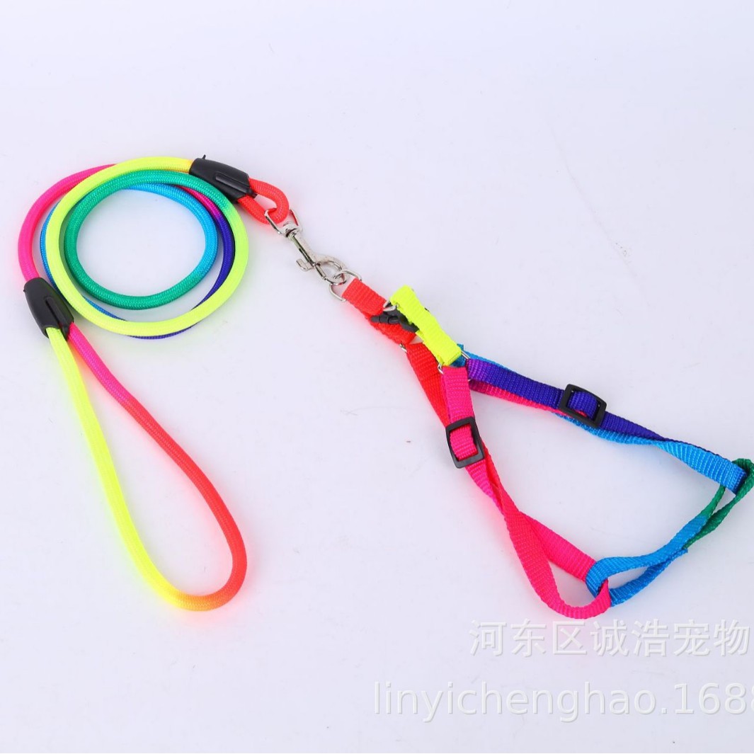 Spot direct selling dog rope pet colorful leash dog chain small and medium pet leash pet chest strap