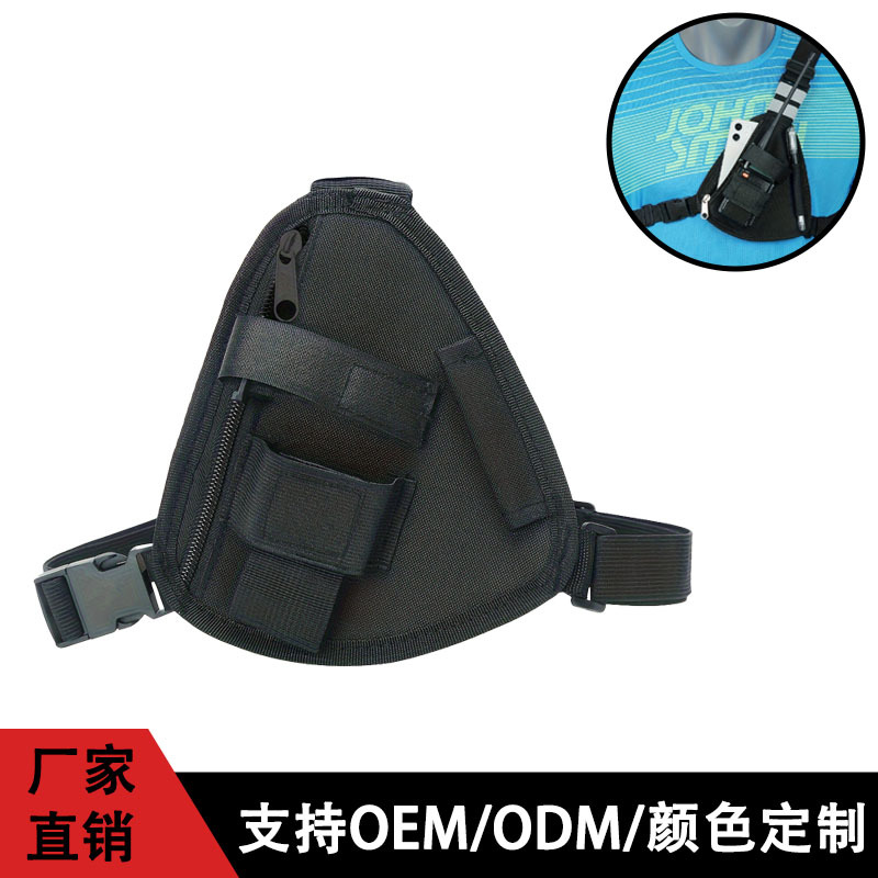 跨境现货对讲机男士黑色三角胸包多功能便捷式斜挎包适用户外运动