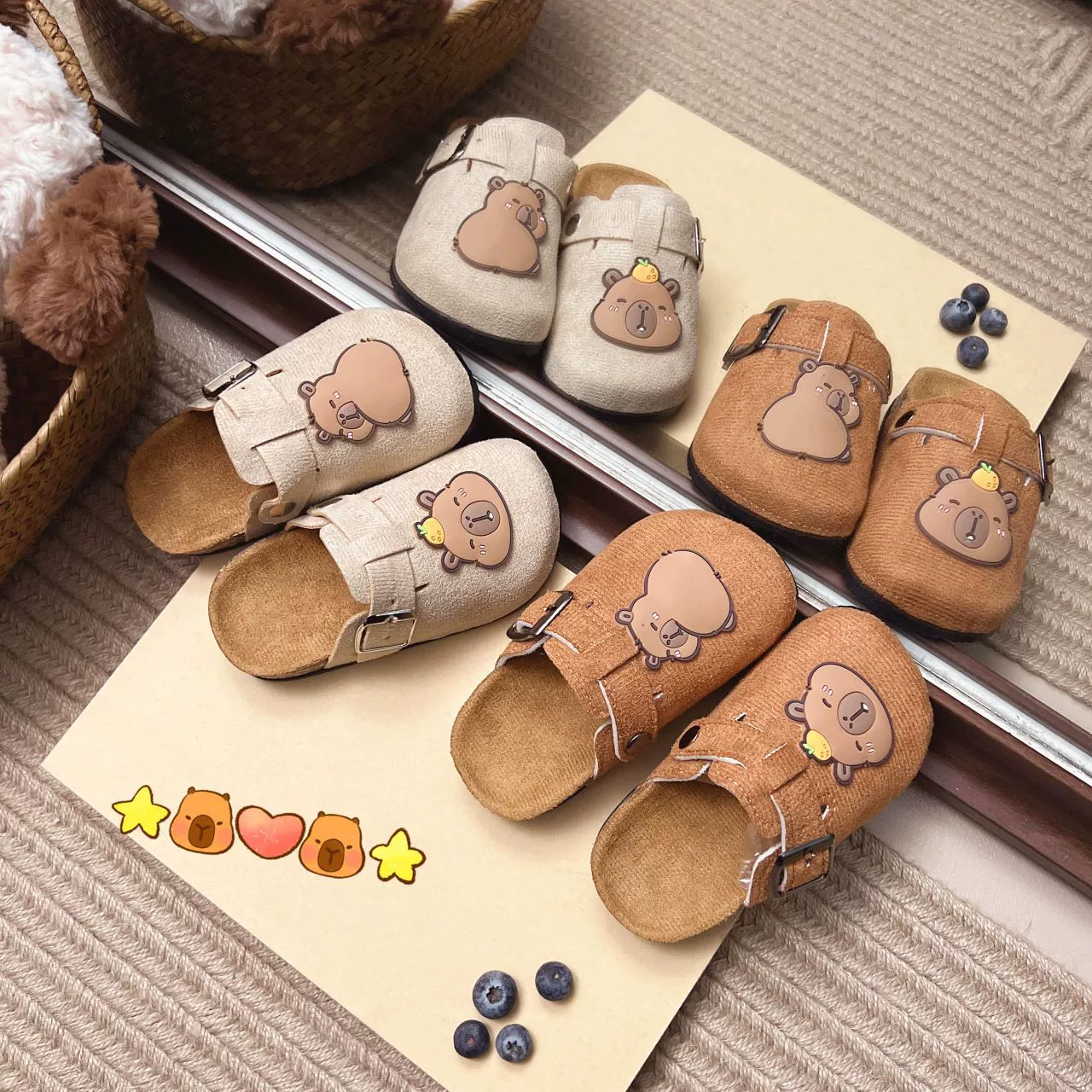 2025 новый стиль мальчиков и девочек Баотоу половина тапочек для детей ретро Birken обувь