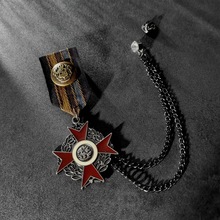 时尚马甲花纹图腾徽章枪色枪黑浅克呖色系列配饰珍珠别针西装胸针