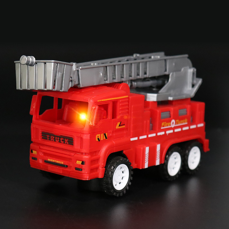 Nueva universal eléctrica camión de bomberos música luz escalera modelo simulación juguete mercado nocturno