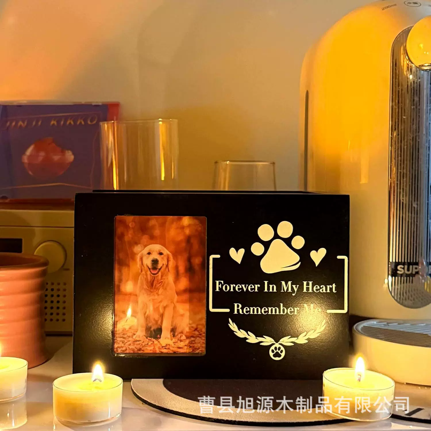 木质手工猫咪狗狗骨灰盒宠物殡葬用品纪念骨灰罐火化棺材盒贴照片
