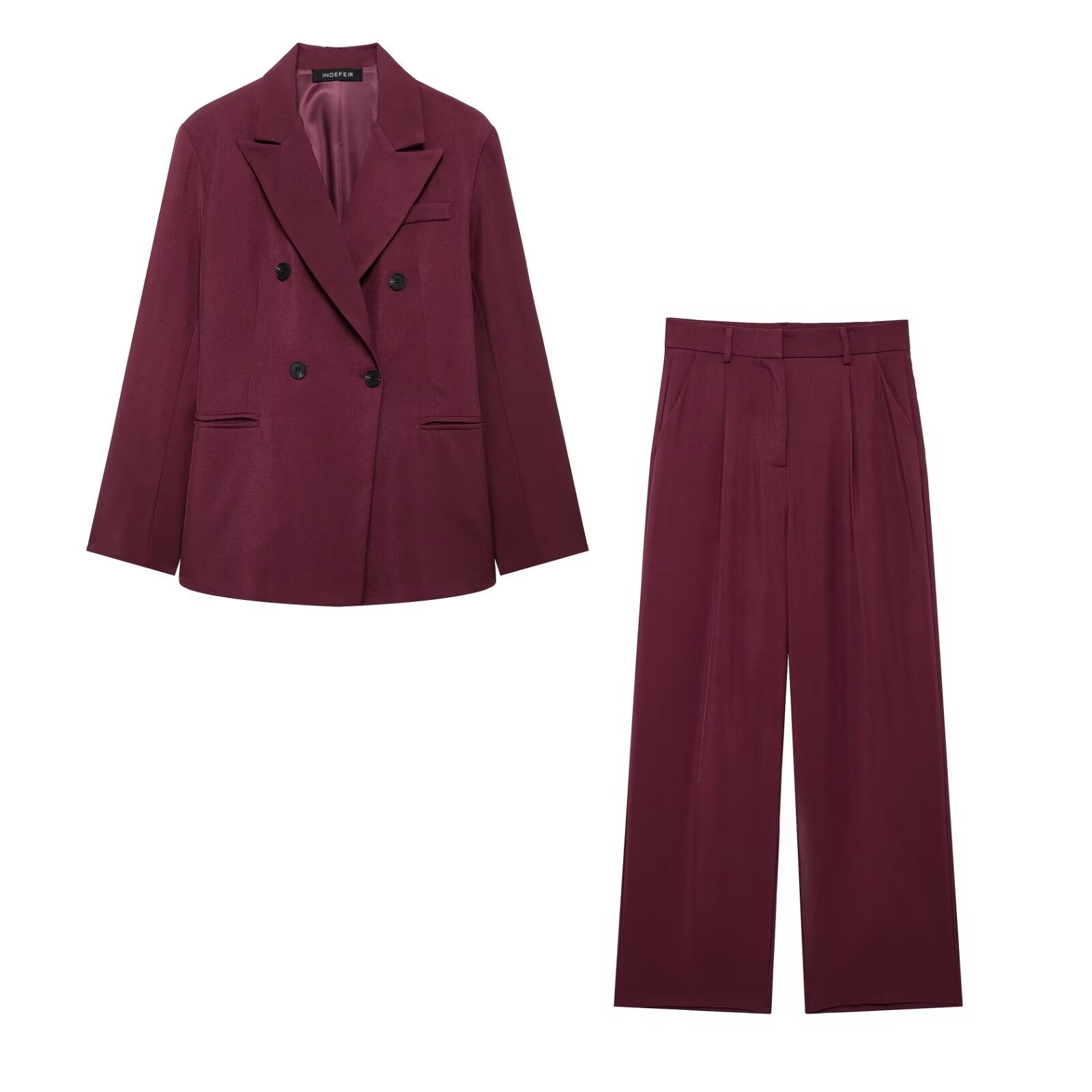 GraceChic 168983-2024 New Women's Fashion European And American Style Ancora Red Double-Breasted + Blazer Pants Set_voghion.com