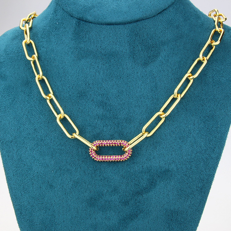 Square Chain Gold-plated Full Color Zirconium Necklace display picture 1