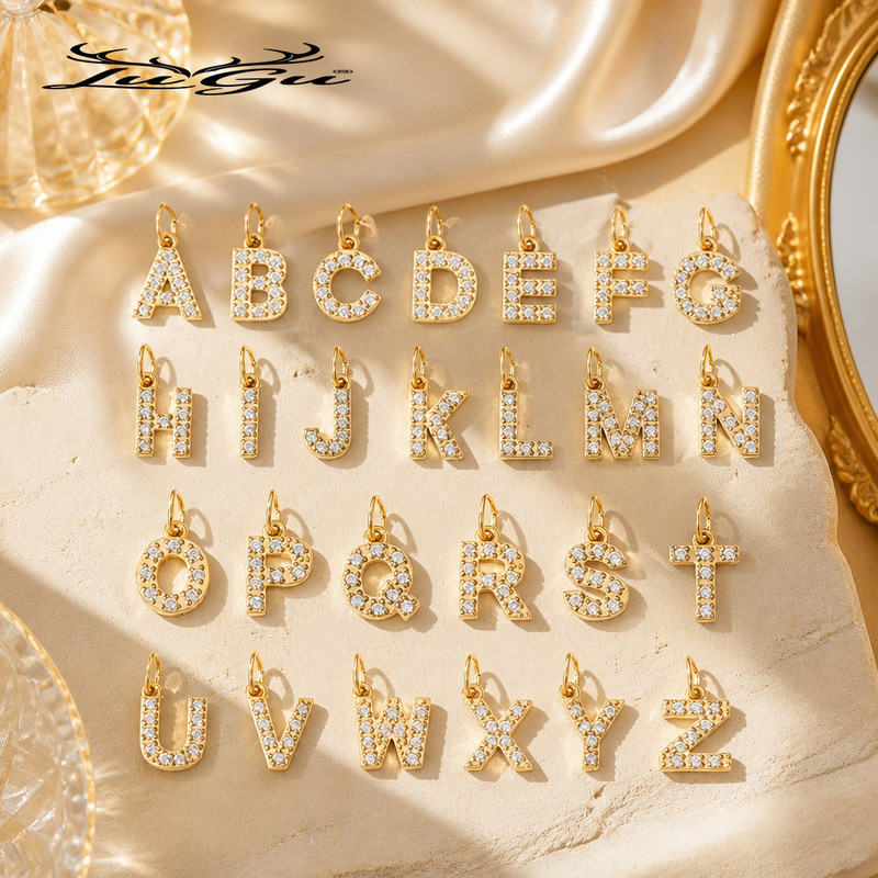 European and American Cross-Border 18K Diamond-Encrusted English Letters and Numbers DIY Jewelry Accessories Pendants Stainless Steel Accessories Wholesale European and American Cross-Border 18K Diamond-Encrusted English Letters and Numbers DIY Jewelry Accessories Pendants Stainless Steel Accessories Wholesale