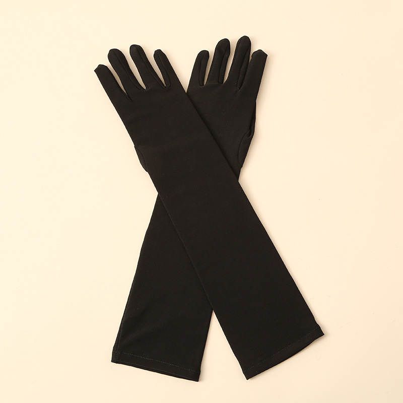Guantes largos negros de seda de leche elásticos de 53 cm para fiestas, festivales, Halloween, accesorios para disfraces y espectáculos.