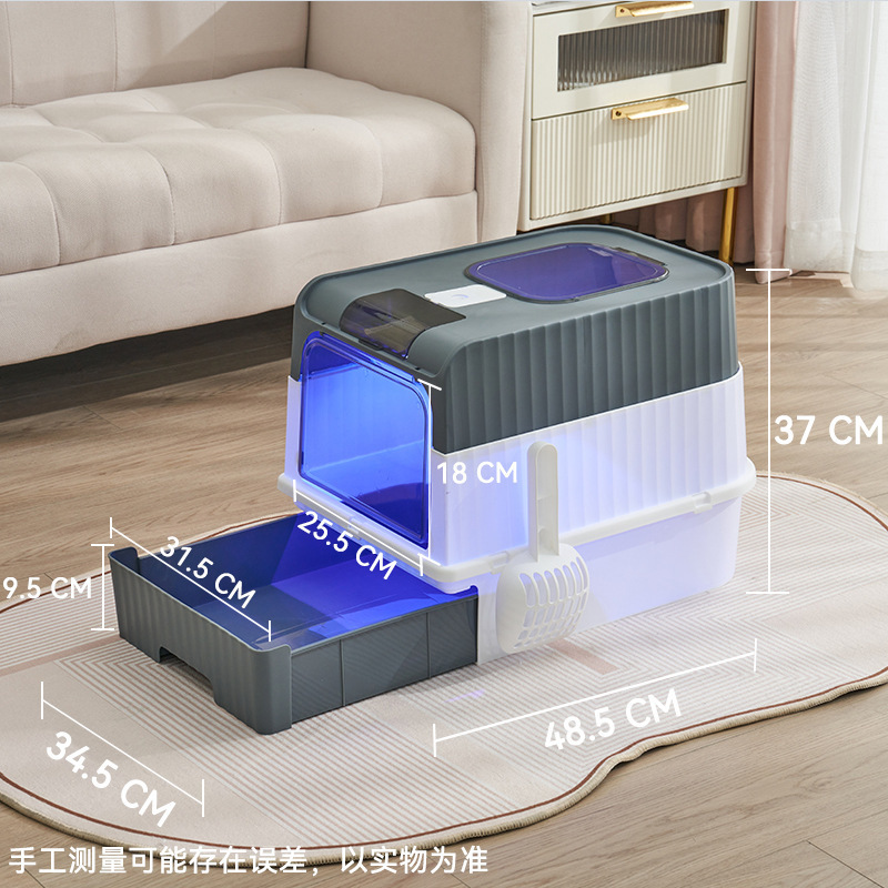 猫砂盆超大号防外溅全封闭顶入式杀菌防臭貓砂盆工厂批发猫厕所|undefined