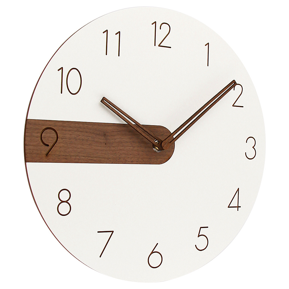 Estilo japonés moderno hogar simple de madera creativo Reloj de pared mudo reloj de madera sala de estar reloj decorativo Reloj de pared reloj de madera