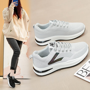 2025 Spring New Ins Korean Style Flying Weaver Shoes Student Sports Shoes Women's Breathable Fitness Running Shoes 9809