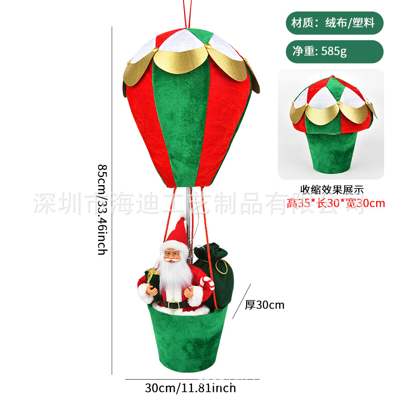 Decoraciones de Navidad paracaídas telescópicos pan de jengibre hombre globo caliente colgante regalo ventana decoración