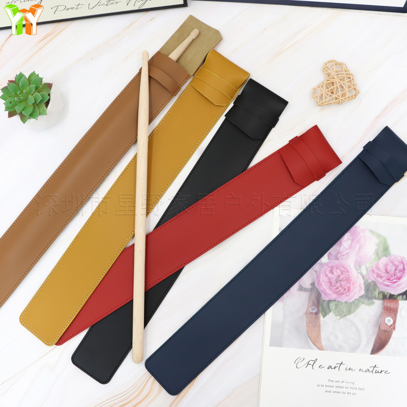 Leather drumstick bag, drumstick storage bag, portable drumstick cover, art musical instrument accessory bag.