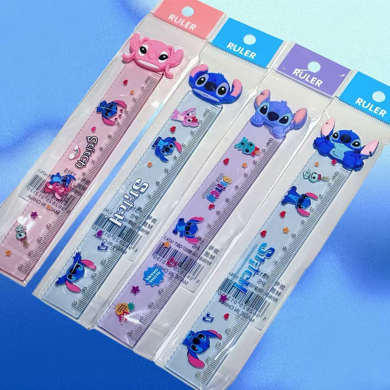 Cartoon Azul 15cm marcadores regla de goma suave muñeca cabeza de dibujos animados hermosa regla recta regla de medición de estudiantes de primaria