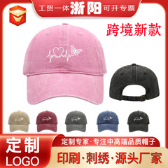 クロスボーダー人気の日本製ウォッシュ加工のダメージ加工キャップ、ユニセックススタイル、男性と女性が着用できるレトロなソフトトップベースボールキャップ