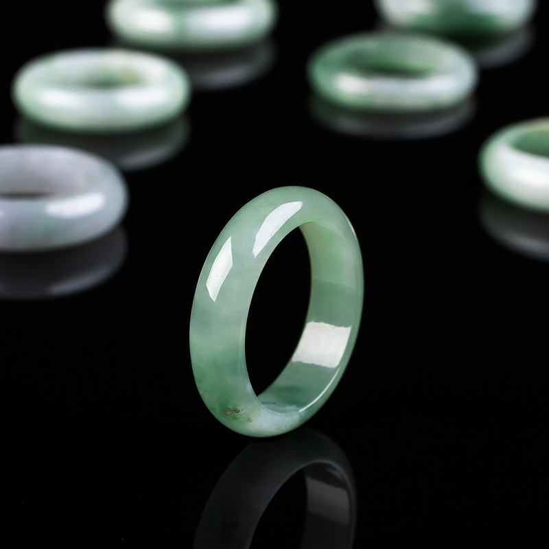 Natural Old Mine Grade a Burmese Jadeite Ring with Flower Pattern, Unisex Couple Rings, Ice Type Jade Ring, Jade Jewelry Wholesale