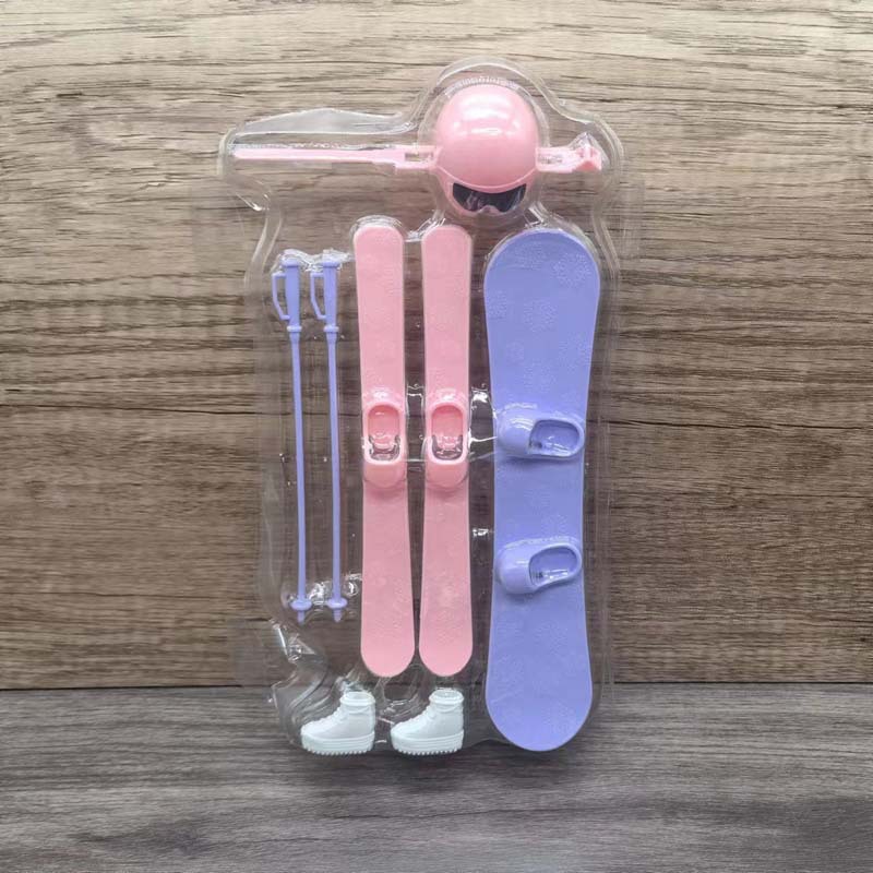 30cm Doll Ski Blister suit Snowboard Ski Stick Snowshoe Safety Helmet Play Home Toy Match