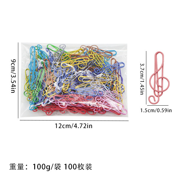 跨境彩色音符回形针音乐包塑曲别针办公书签文具金属试卷夹子批发|undefined