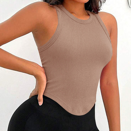 Fitness ironback vest beautiful back V-notch hem ribbed sportswear bralette yoga top cross-border