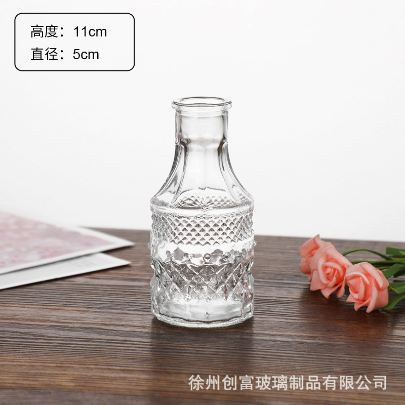 Luz de lujo simple retro mini jarrón de vidrio en vidrio de viento pequeño jarrón de flores flores flores secas flores decoración de oficina