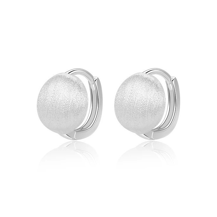 Frosted Brushed Ball Earrings for Girls, Autumn and Winter Geometric Earrings, Niche Fashion, Versatile Glossy Earrings