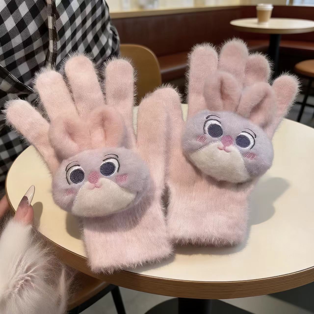 새로운 만화 핑크색 장갑 한 켤레 [개별 포장]