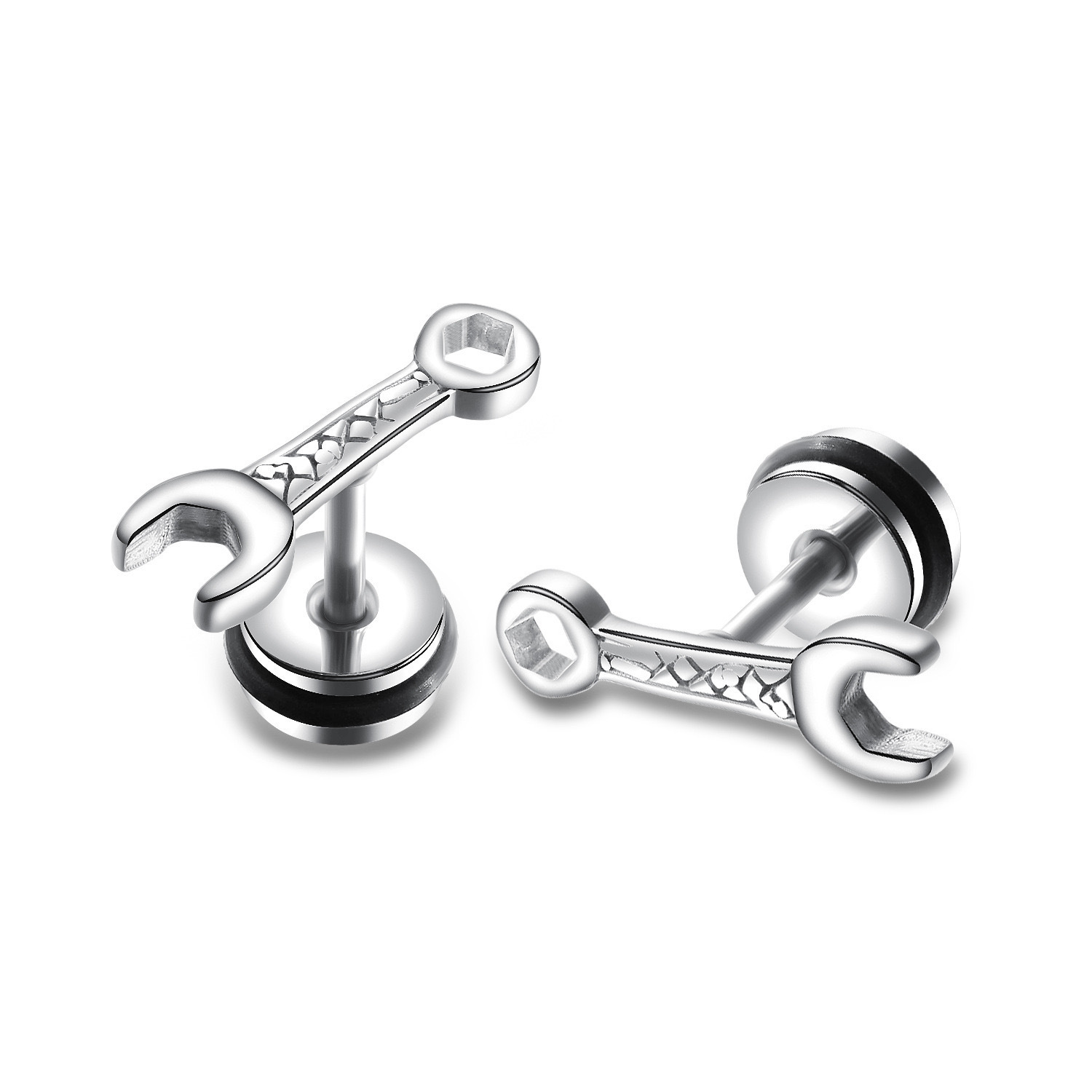 Oorbellen voor heren van titaniumstaal in hip hop stijl_voghion.com