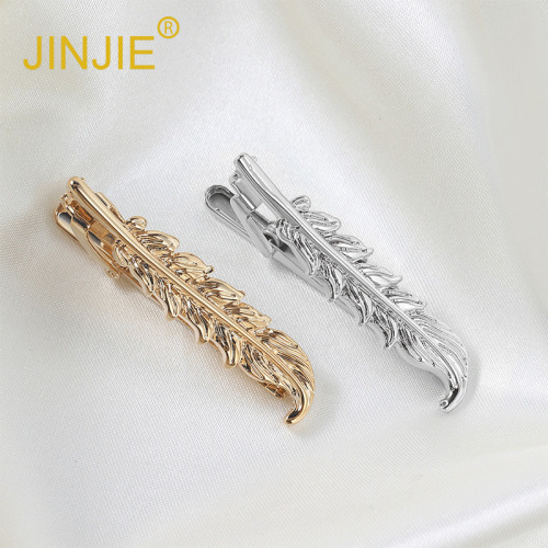 Golden Feather Shaped Metal Tie Clip for Men, Business Casual Tie Clip, Versatile Fashion Korean Style Tie Clip