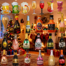 节日派对装饰铝膜气球跨境布置新年酒瓶酒杯生日酒瓶酒杯气球批发