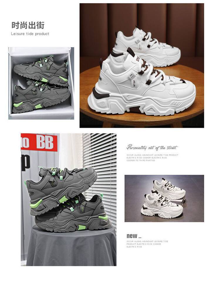 Giày thể thao nam sneaker thoáng khí tăng chiều cao, đế cao su gót thấp 1-3 cm — C118 màu trắng, C118 màu xám chi tiết 2