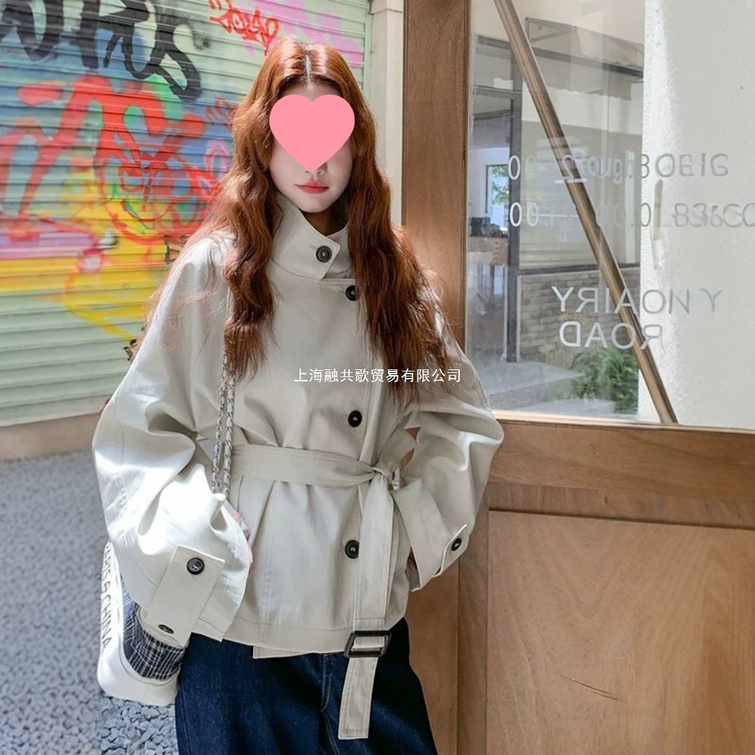 慵懒气质感短款风衣外套女2026年秋季新款英伦风立领收腰上衣高级