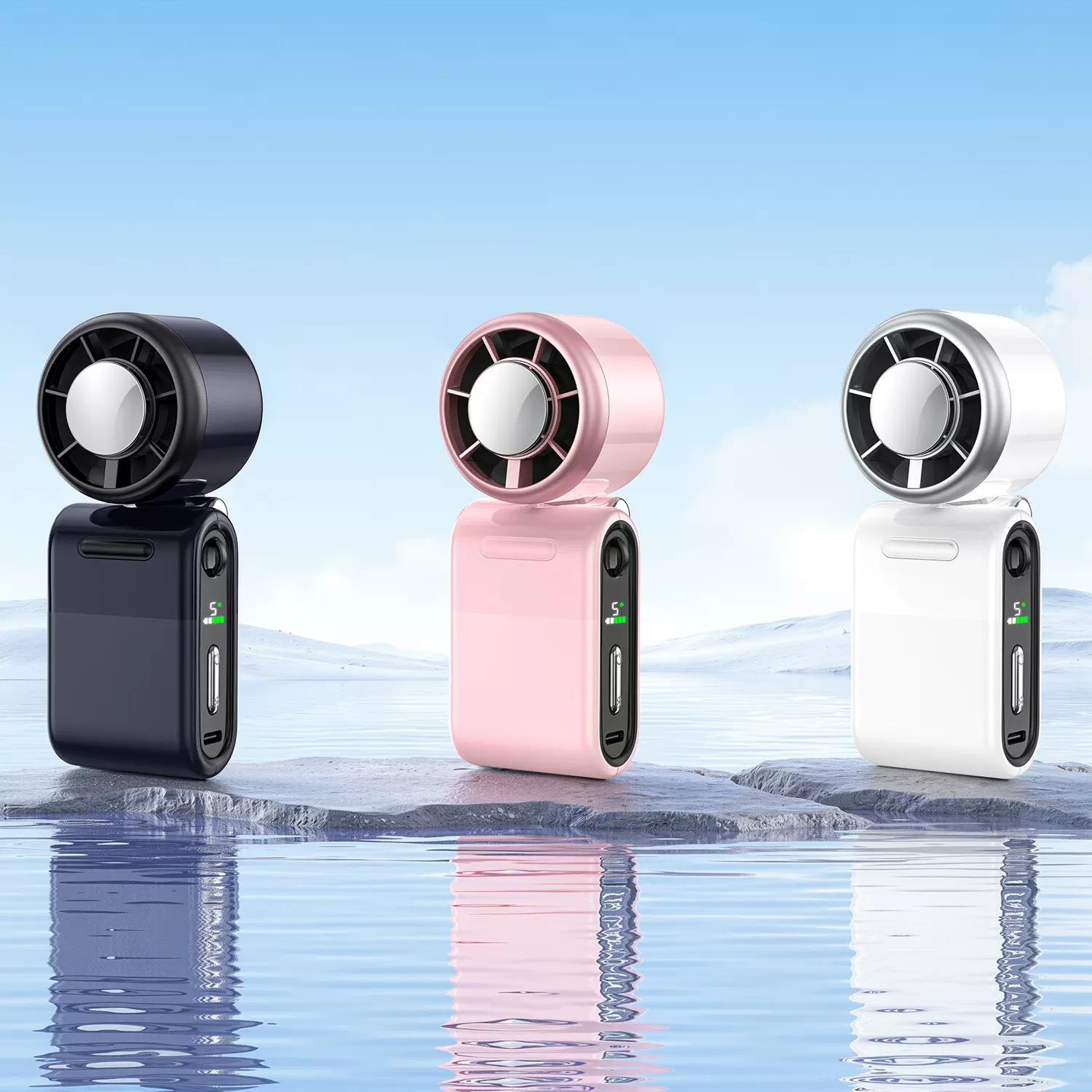 新款便携式手持mini冰敷小风扇高速涡轮半导体制冷可折叠手持风扇