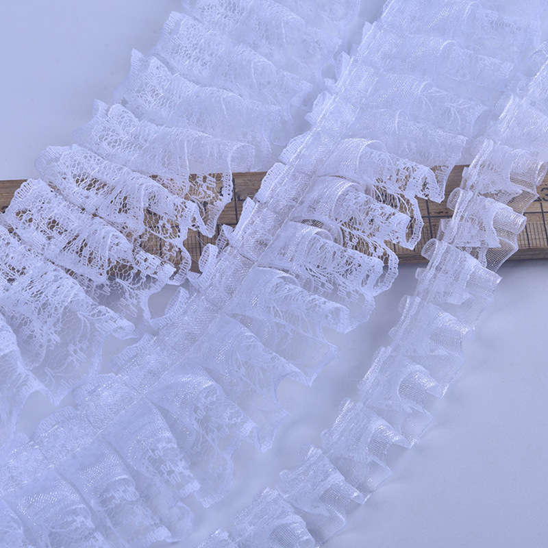 4.5cm Double-Layer Lace Trim White Chiffon Pleated Lace Doll Dress Hem Handmade DIY Cross-Border Amazon 4.5cm Double-Layer Lace Trim White Chiffon Pleated Lace Doll Dress Hem Handmade DIY Cross-Border Amazon