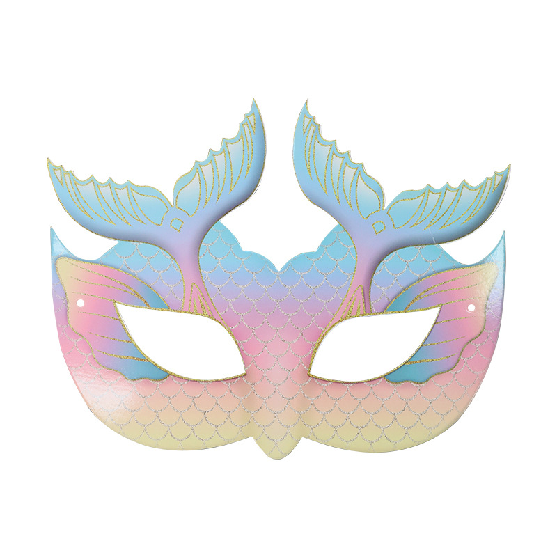 Tarjetas de papel DIY sirena carnaval nueva máscara para niños pintados máscara de mitad de cara fiesta espectáculo máscara de ojos al por mayor