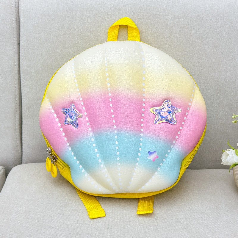 Nueva mochila de ocio para niños conchas arco iris mochila de jardín de infantes ligera impermeable de gran capacidad mochila para hombres y mujeres