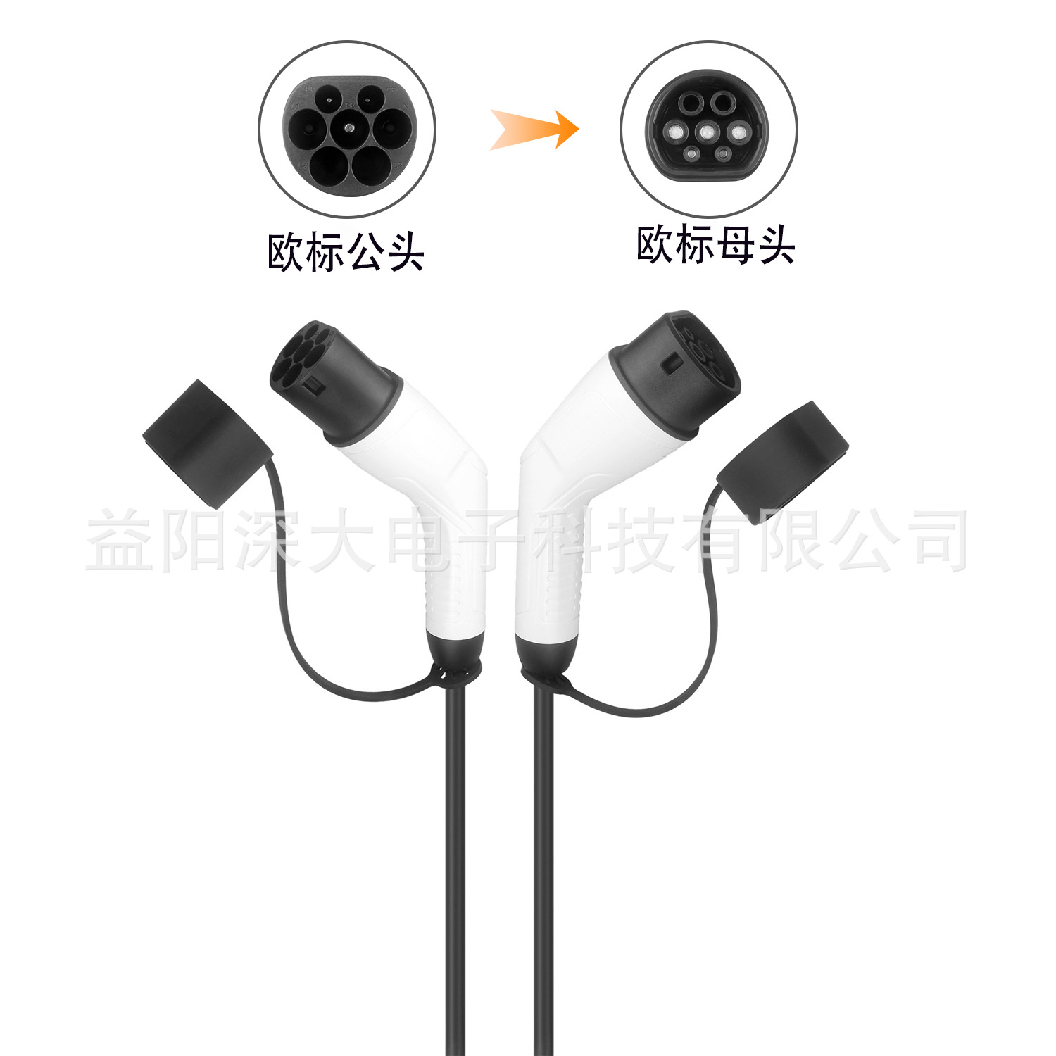 亚马逊电动汽车欧标Type2双头枪连接桩端和车端充电 不支持延长