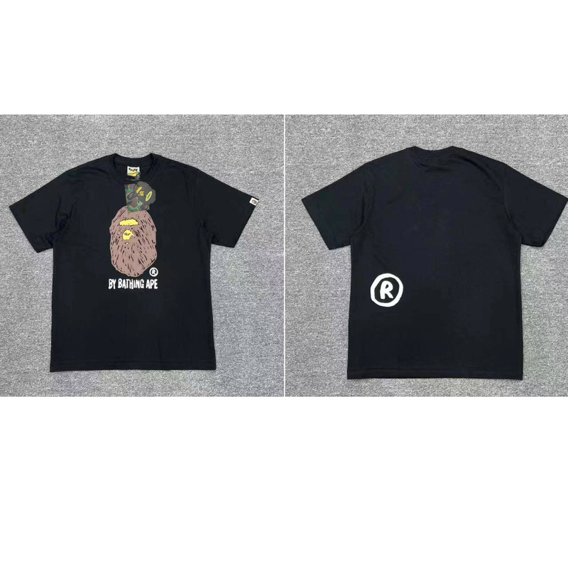 APE Ape トレンドブランド 外国貿易 ヘビーウェイト ピュアコットン ラウンドプリント ユニセックス ゆったり プレミアム 半袖 Tシャツ 25SS|undefined