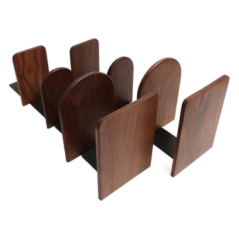 Soporte de libro de madera simple de estilo japonés creativo Nogal Negro engrosado estantería titular de libro de madera maciza stand logo para estudiantes